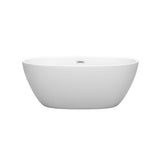 Juno 59 in. Acrylic Flatbottom Bathtub in Matte White with Polished Chrome Trim - Super Arbor