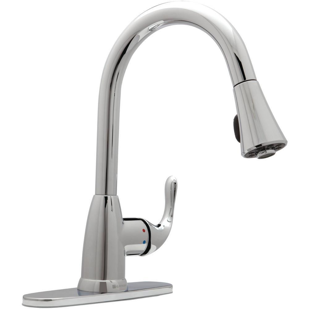 Market Single-Handle Pull-Down Sprayer Kitchen Faucet in Chrome - Super Arbor