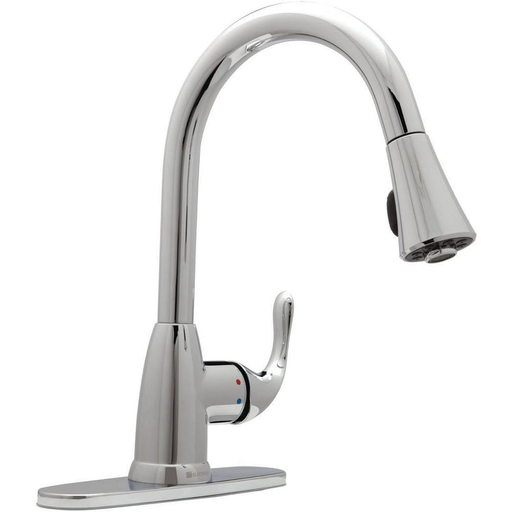 Market Single-Handle Pull-Down Sprayer Kitchen Faucet in Chrome - Super Arbor