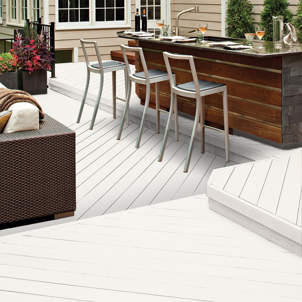 BEHR DECKplus 1 gal. White Base Solid Color Waterproofing Exterior Wood Stain - Super Arbor
