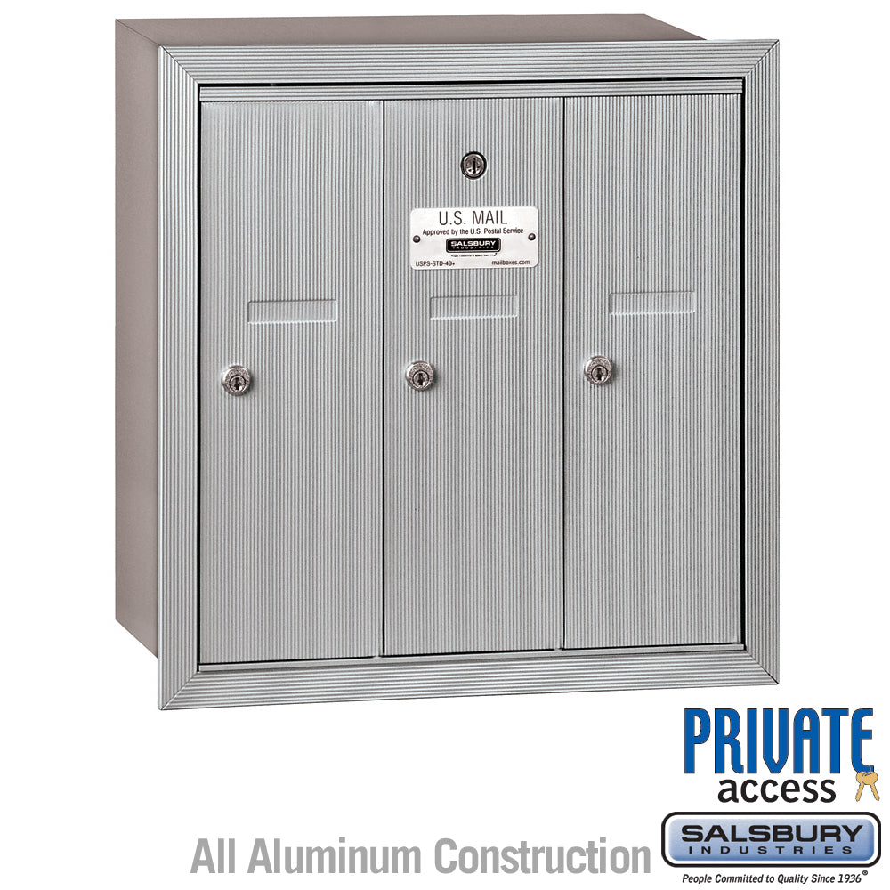 3-Door Aluminum Vertical Mailbox with Private Access