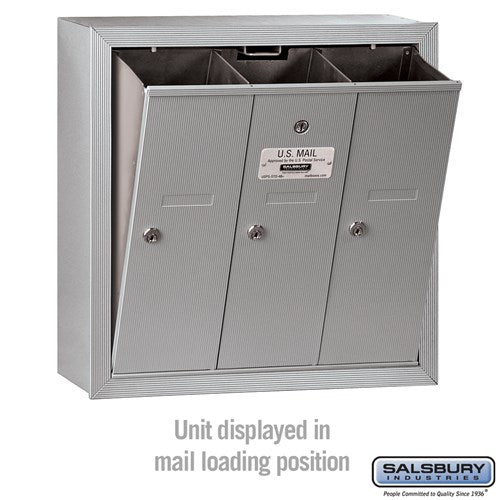 3-Door Aluminum Vertical Mailbox with Private Access and Secure Locks