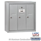 3-Door Aluminum Vertical Mailbox - Surface Mounted - USPS Approved