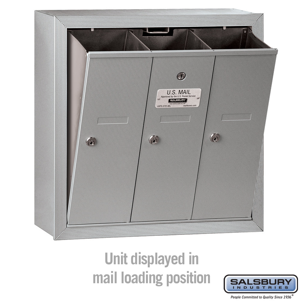 Salsbury Aluminum Surface-Mounted USPS Access Vertical Mailbox with 3 Doors, 18.75" W x 19" H x 7.5" D