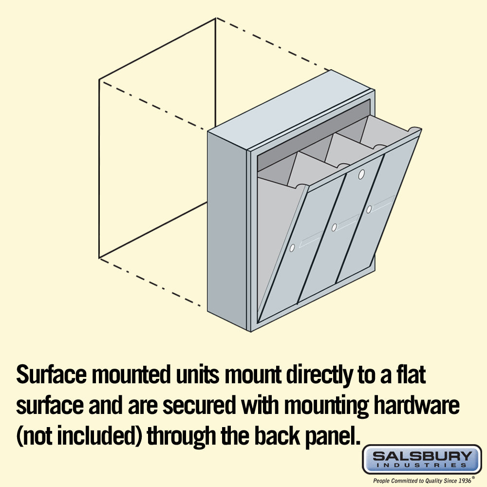 Salsbury Aluminum Surface-Mounted USPS Access Vertical Mailbox with 3 Doors, 18.75" W x 19" H x 7.5" D