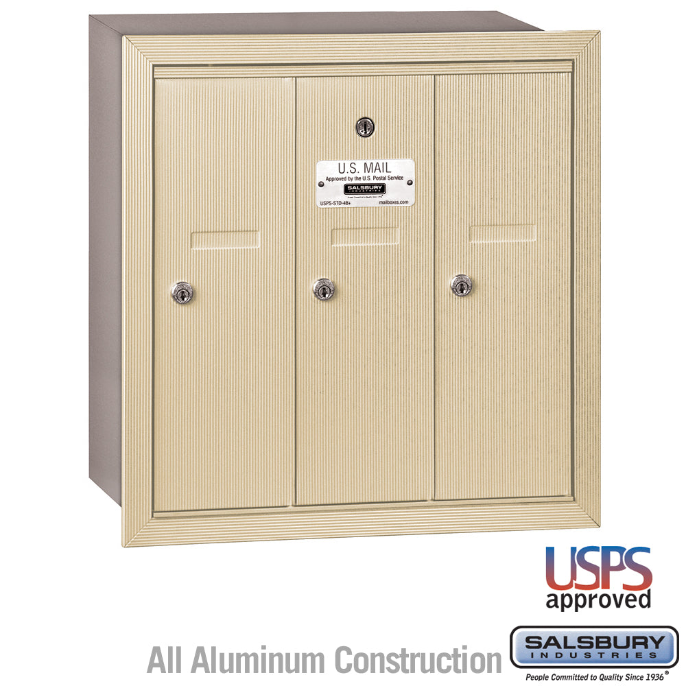 Salsbury Sandstone Recessed-Mounted USPS Access Vertical Mailbox, 3-Door