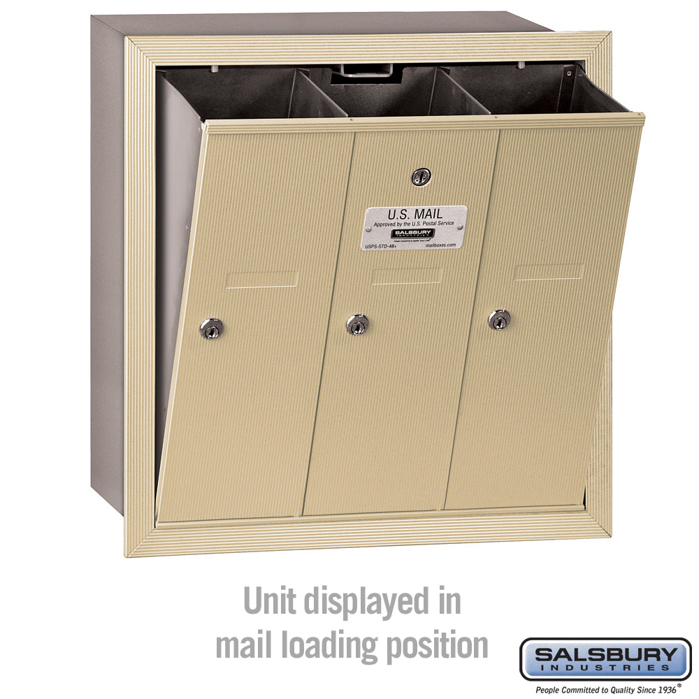 Salsbury Sandstone Recessed-Mounted USPS Access Vertical Mailbox, 3-Door