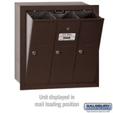 Bronze 3-Door Recessed Mailbox with Private Access