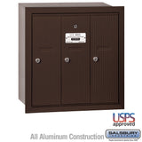 Bronze 3-Door Vertical Mailbox - Recessed Mounted - USPS Approved
