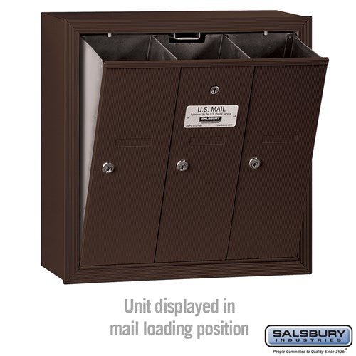 Bronze Vertical Mailbox with 3 Compartments and Private Access