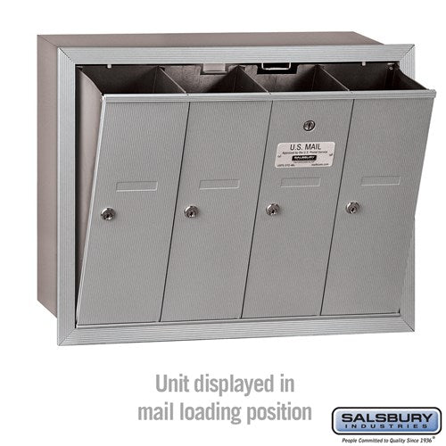 4-Door Aluminum Vertical Mailbox - Recessed Mounted - USPS Approved
