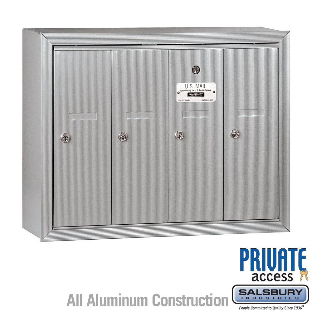 4-Door Aluminum Vertical Mailbox with Master Commercial Lock