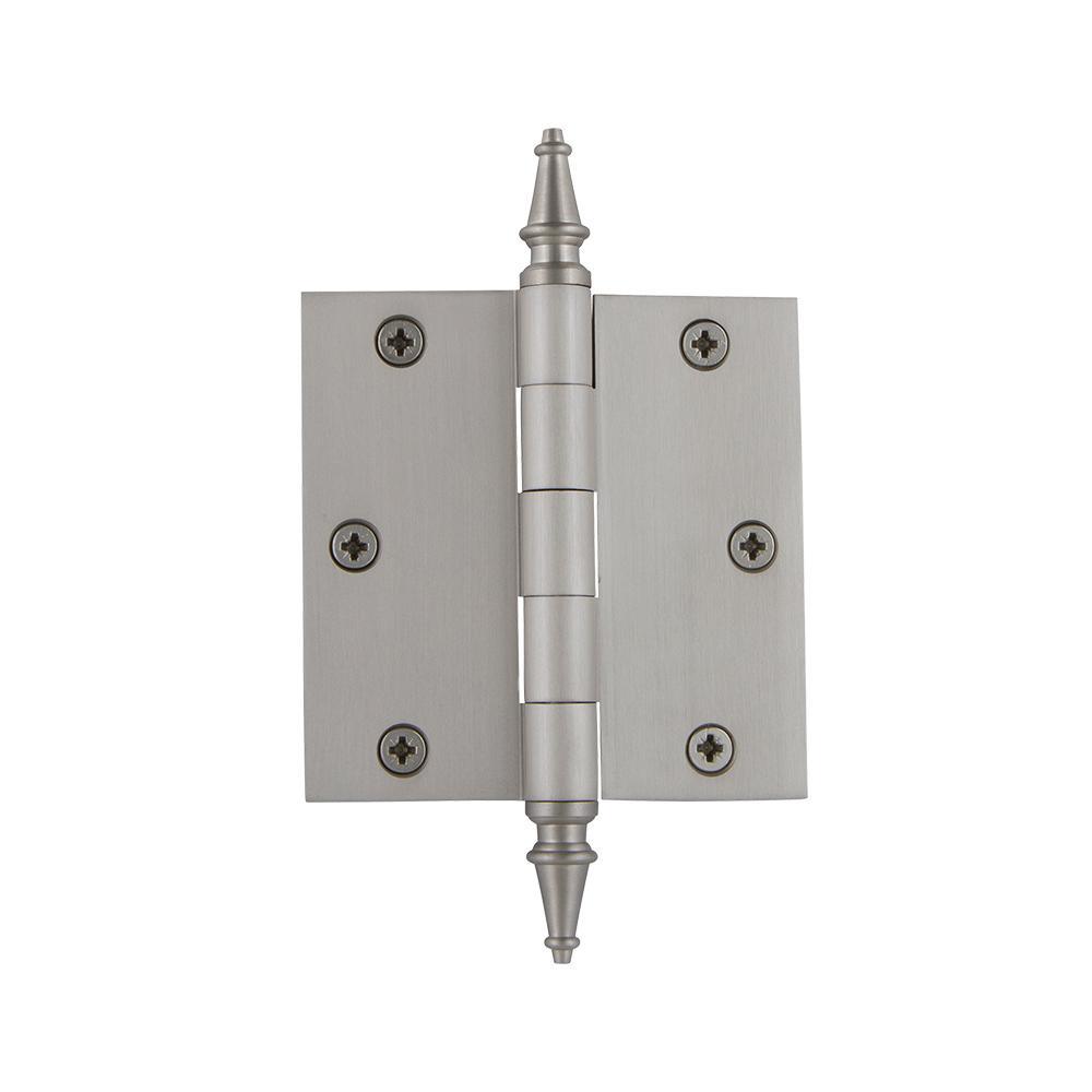 3.5 in. Steeple Tip Residential Hinge with 5/8 in. Radius Corners in Antique Brass - Super Arbor