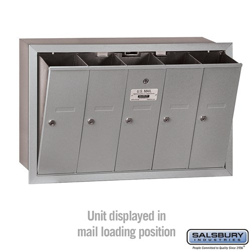 5-Door Aluminum Vertical Mailbox with Private Access and Recessed Mounting