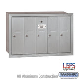 5-Door Aluminum Vertical Mailbox - Recessed Mounted - USPS Approved
