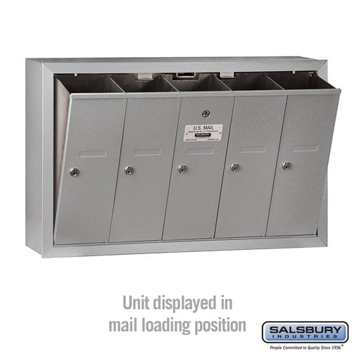 Vertical Mailbox with 5 Compartments - Aluminum Surface Mounted USPS Approved