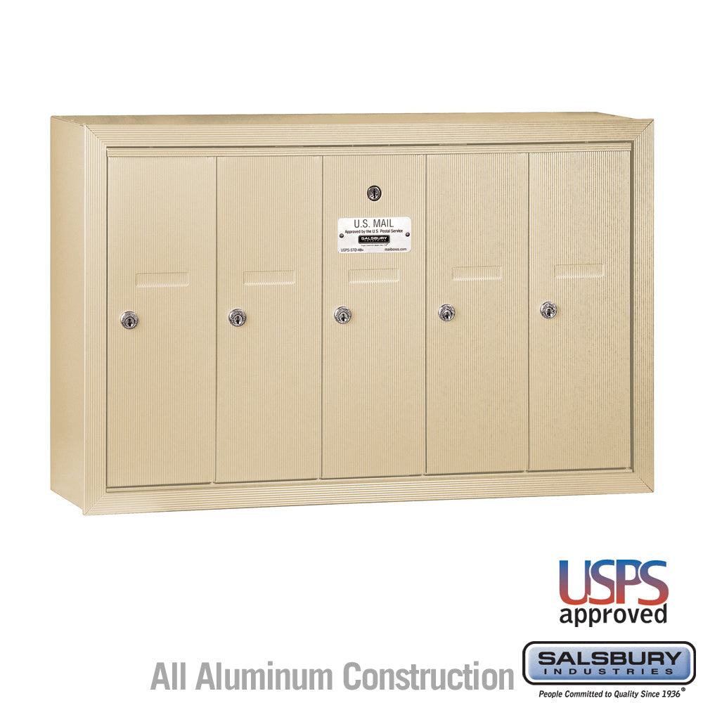 Vertical Mailbox with 5 Compartments - Sandstone - Surface Mounted - USPS Approved