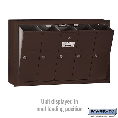 Bronze Vertical Mailbox with 5 Compartments - Surface Mounted - USPS Approved
