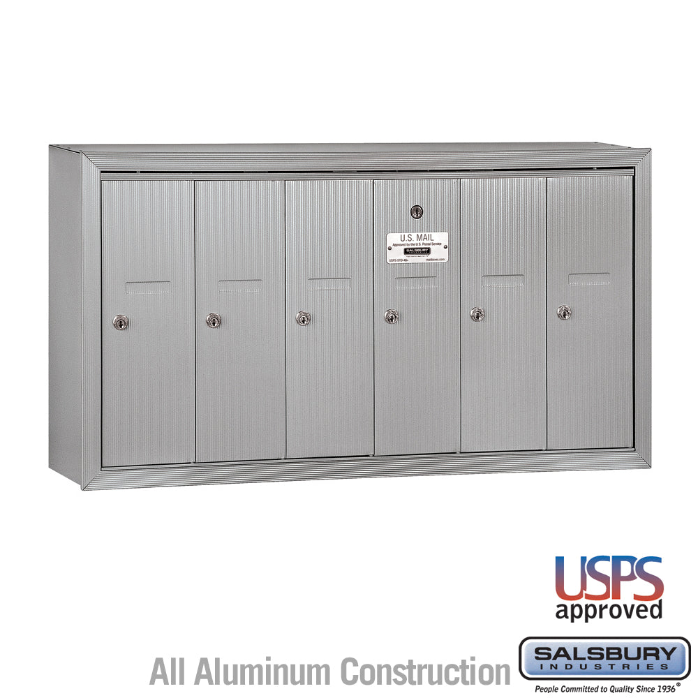 6-Door Aluminum Vertical Mailbox - Surface Mounted - USPS Approved