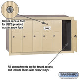 6-Door Sandstone Vertical Mailbox - Recessed Mounted - USPS Approved