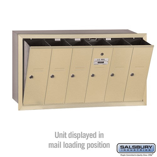 6-Door Sandstone Vertical Mailbox - Recessed Mounted - USPS Approved