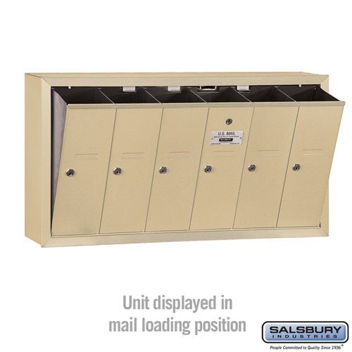 6-Door Sandstone Vertical Mailbox with Master Lock for Private Access