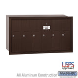 Bronze Vertical Mailbox with 6 Compartments - Recessed Mounted - USPS Approved