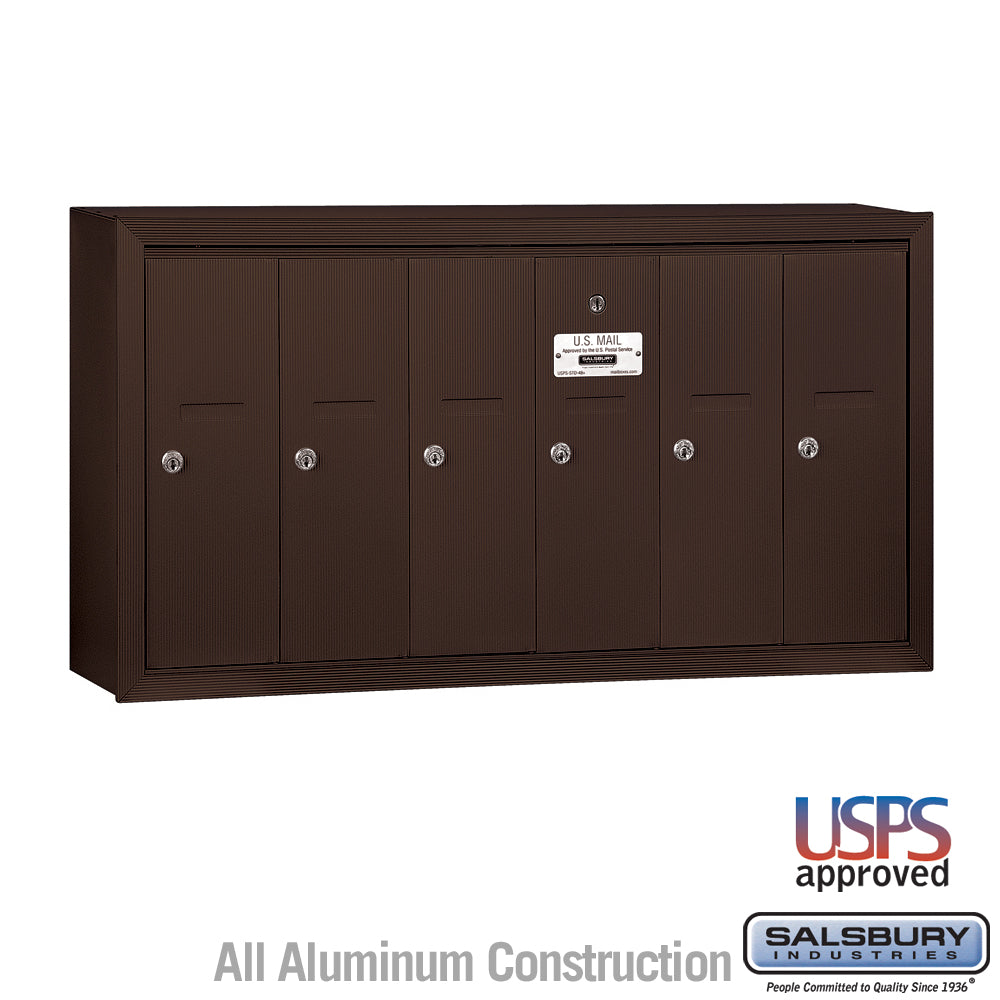 Bronze 6-Door Vertical Mailbox - Surface Mounted - USPS Approved