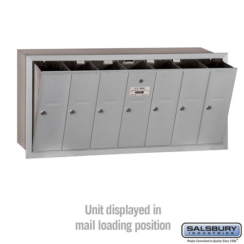 7-Door Aluminum Vertical Mailbox with Recessed Mounting and Private Access