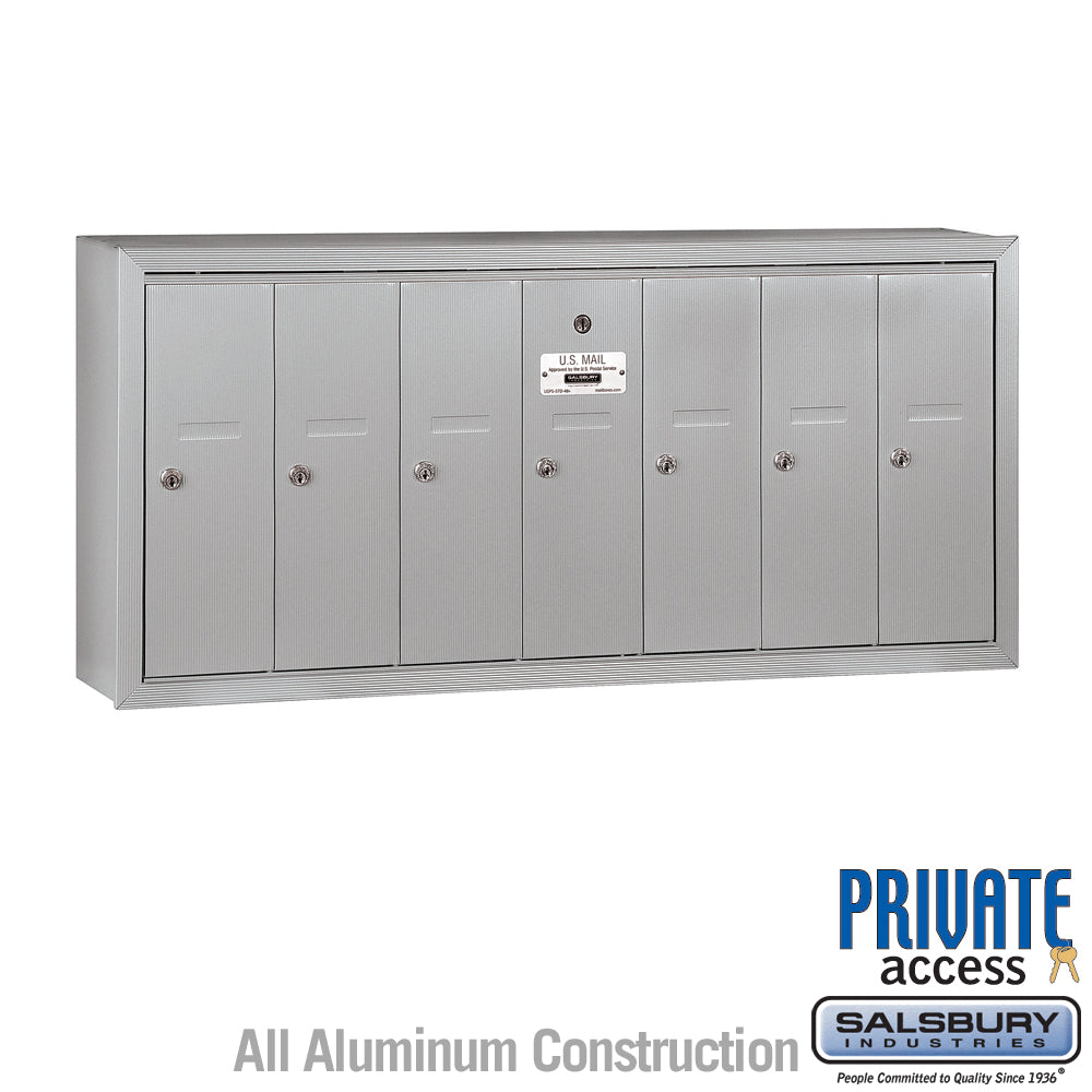 7-Door Aluminum Vertical Mailbox with Private Access and Secure Locks