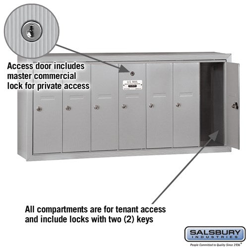 7-Door Aluminum Vertical Mailbox with Private Access and Secure Locks