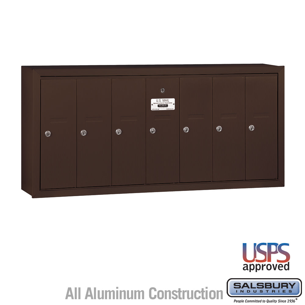 Bronze 7-Door Vertical Mailbox - Surface Mounted - USPS Approved
