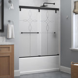 Everly 60 in. x 59-1/4 in. Mod Semi-Frameless Sliding Bathtub Door in Nickel and 1/4 in. (6mm) Mozaic Glass - Super Arbor