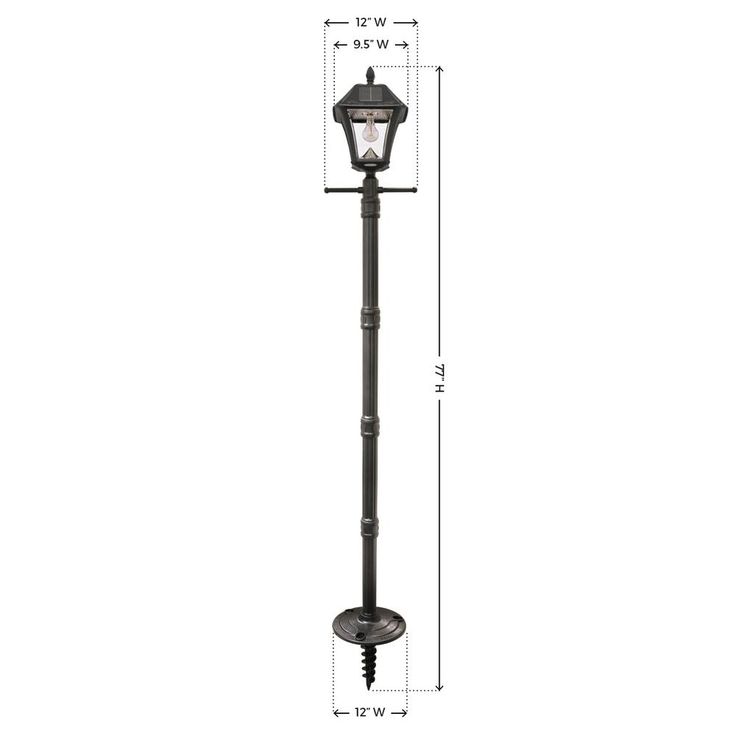 Baytown II Bulb Black Resin Solar Warm-White Outdoor Integrated LED Post Light and Lamp Post with EZ-Anchor Base