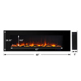60 in. Wall-Mount Electric Fireplace in Black - Super Arbor