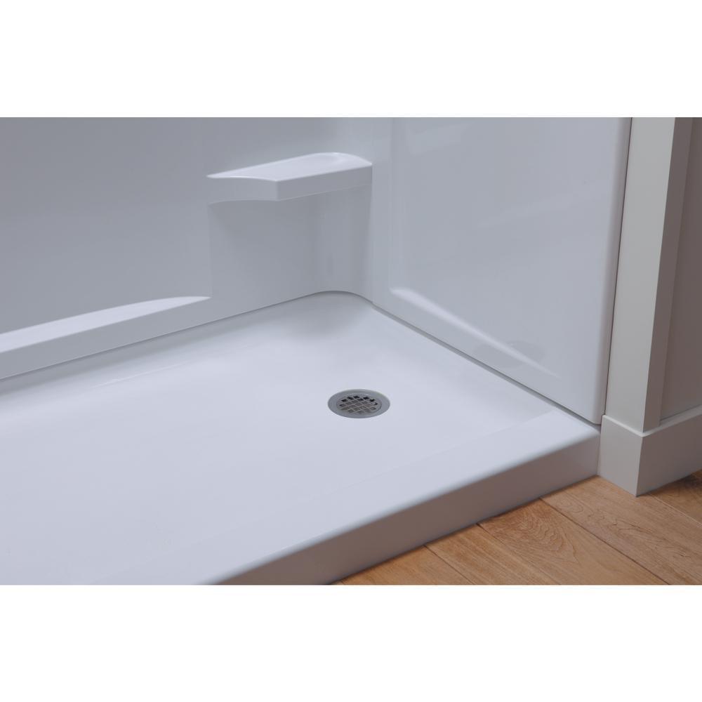 Ensemble Curve 60 in. x 1-1/4 in. x 72-1/2 in. 1-Piece Direct-to-Stud Alcove Back Shower Wall in White - Super Arbor