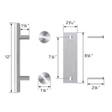 12 in. Stainless Steel Ladder Pull and Flush Sliding Barn Door Handle Set - Super Arbor