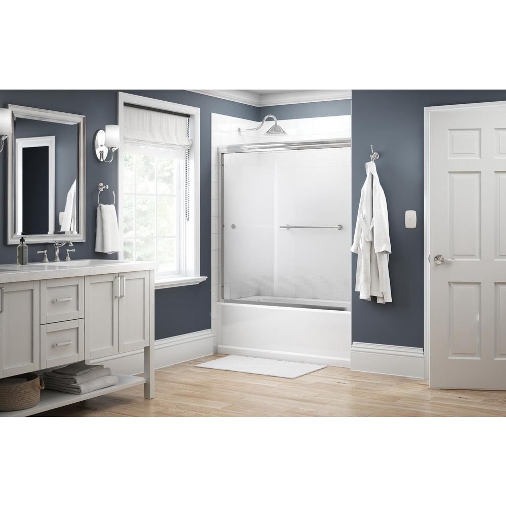 Lyndall 60 in. x 58-1/8 in. Semi-Frameless Traditional Sliding Bathtub Door in Chrome with Droplet Glass - Super Arbor