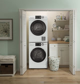 GE 2.4-cu ft High Efficiency Stackable Steam Cycle Front-Load Washer (White) ENERGY STAR, 24-inch, Model GFW148SSMWW