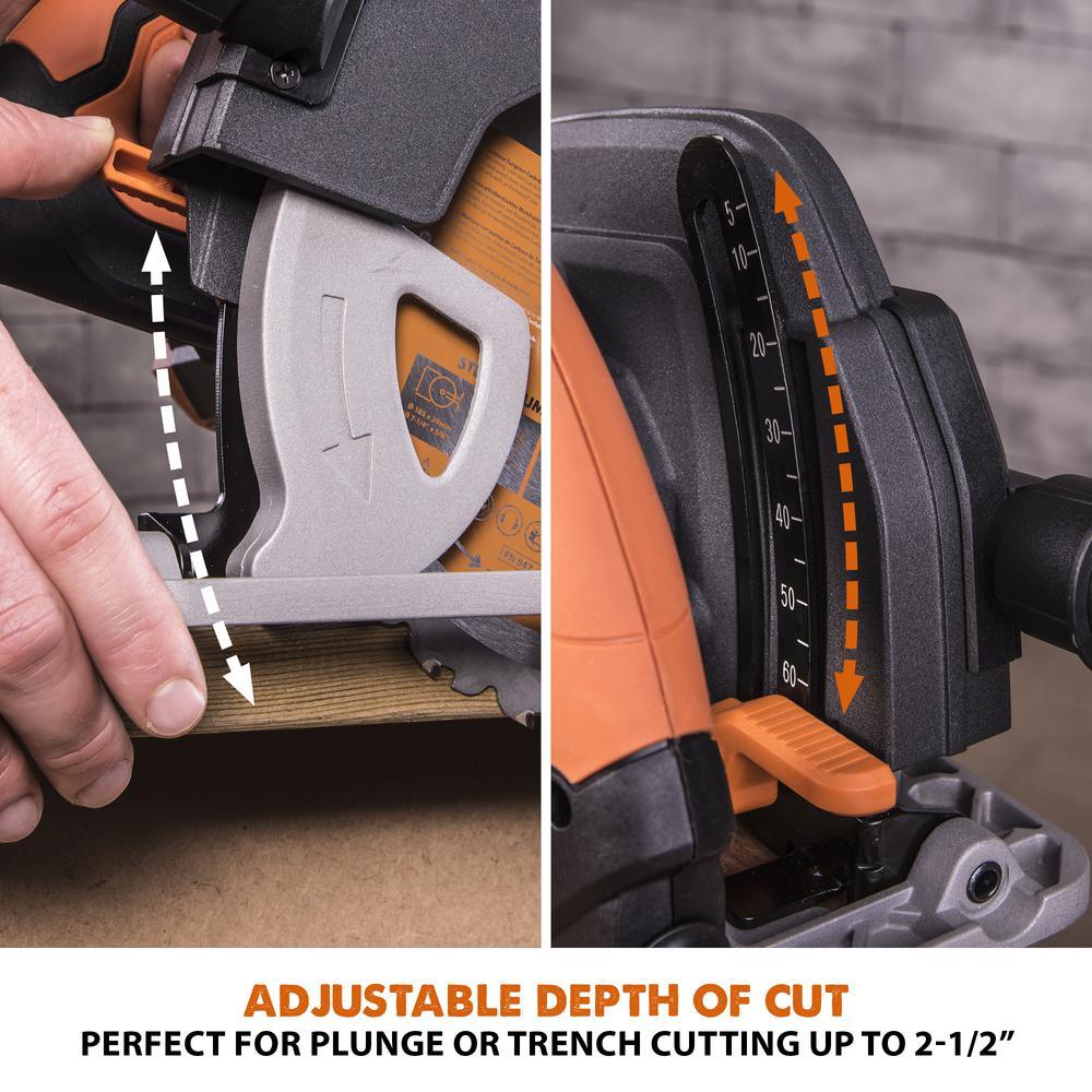 15 Amp 7-1/4 in. Circular Saw with LED Light, Electric Brake, 13 ft. Rubber Power Cord and Multi-Material Blade - Super Arbor