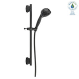 5-Spray Patterns 4.13 in. Wall-Mount Handheld Shower Head with Slide Bar and H2Okinetic Technology in Matte Black - Super Arbor