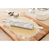 White Marble Rolling Pin and Base with Aluminum Handles