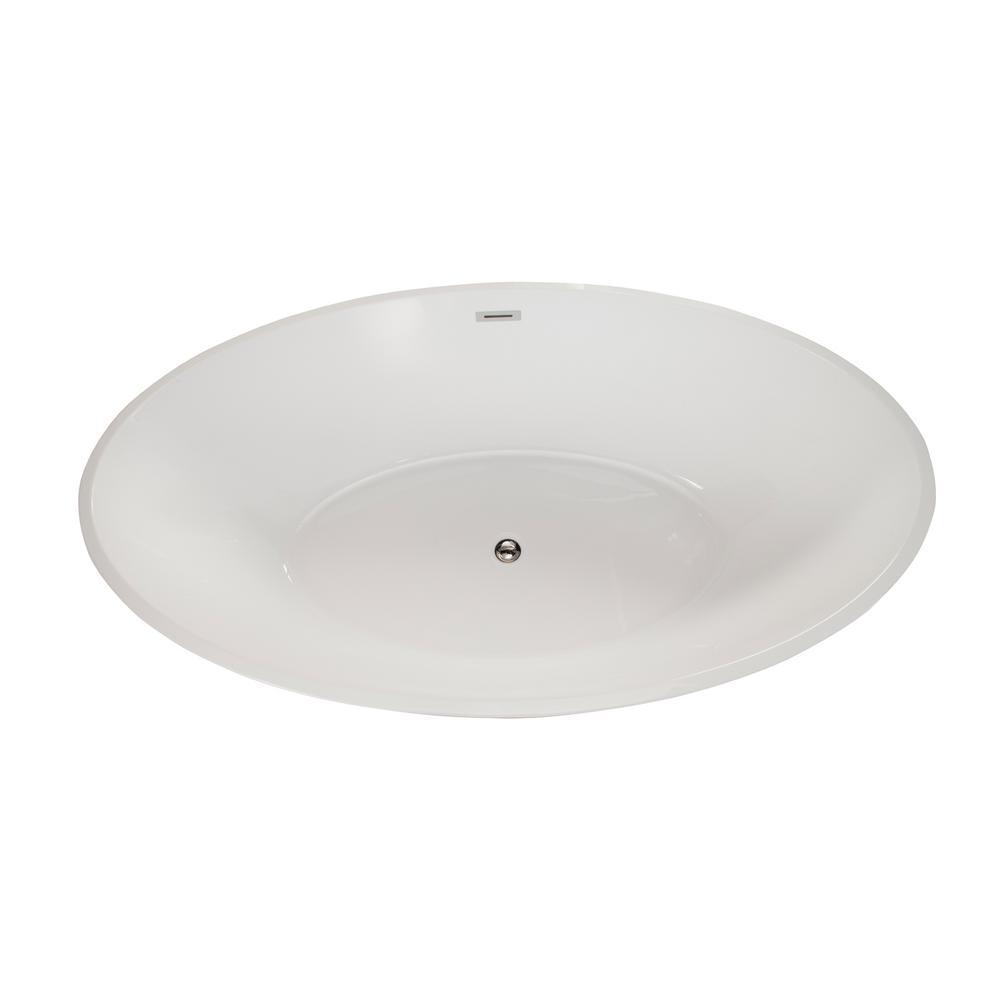 Jolie 69 in. Acrylic Flatbottom Non-Whirlpool Soaking Bathtub in White - Super Arbor