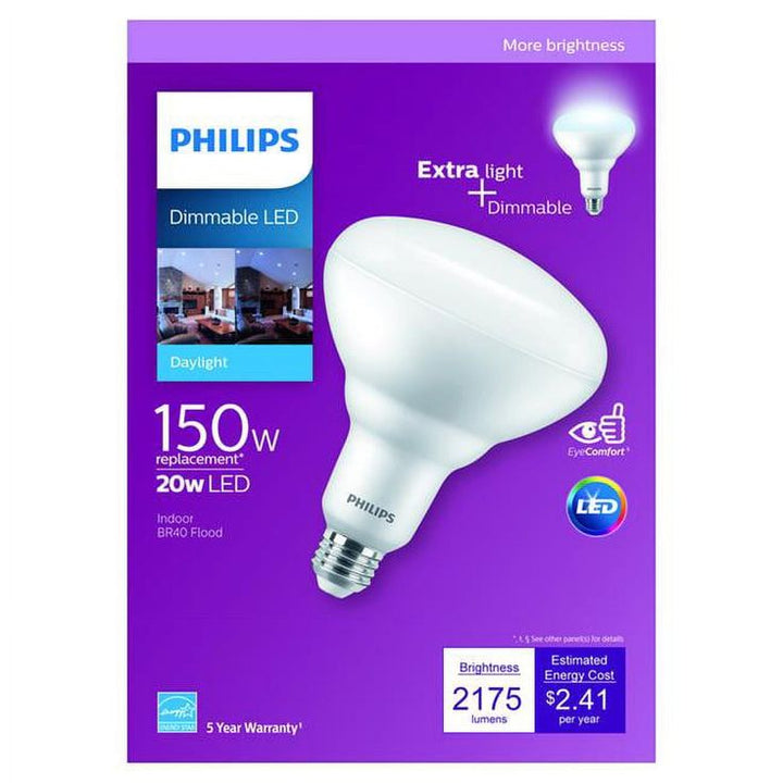Philips 150-Watt Equivalent BR40 Dimmable LED Energy Saving Light Bulb Daylight (5000K) (4-Pack)