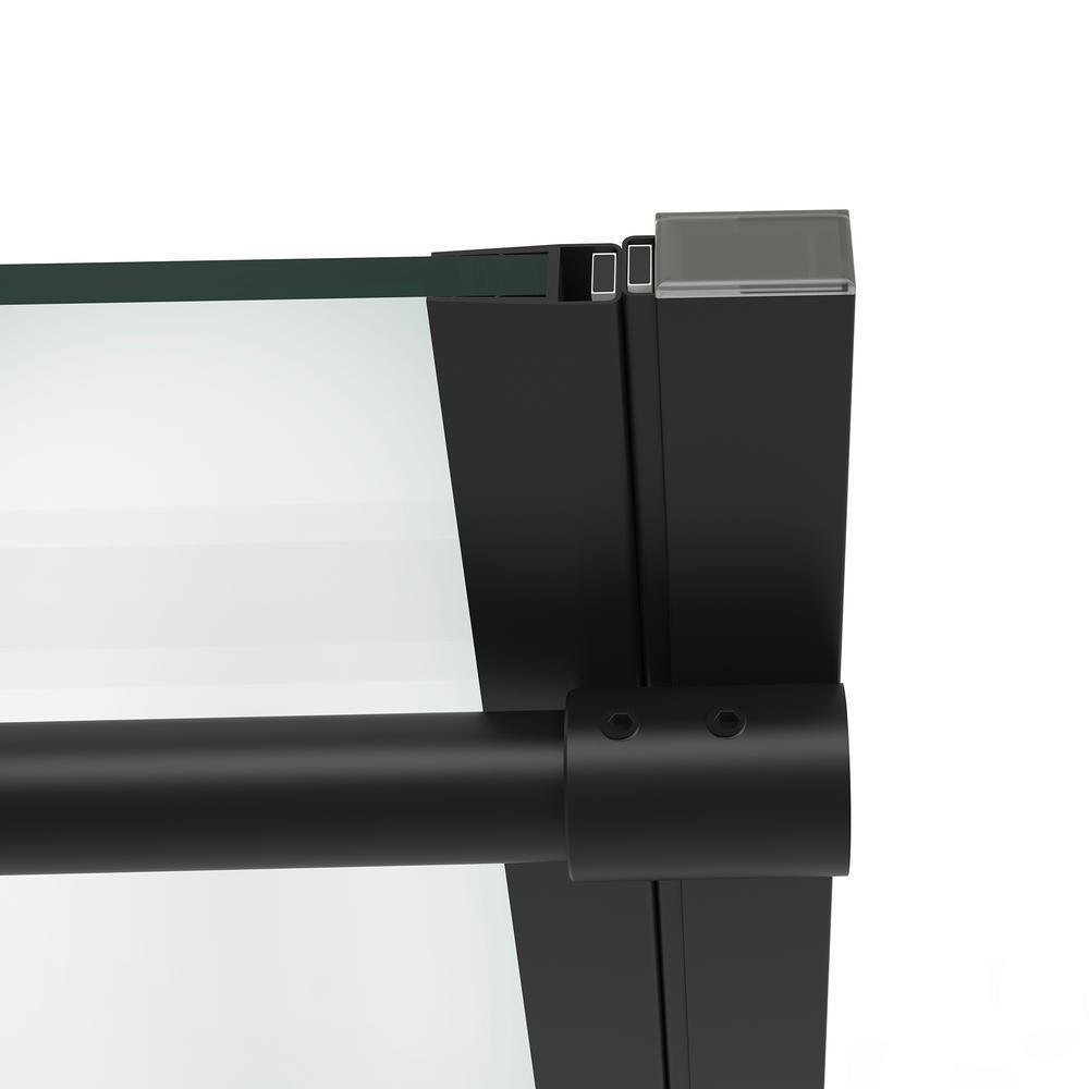 60 in. W x 59 in. H Sliding Frameless Bathtub Door in Matte Black with Clear Glass and Handle - Super Arbor