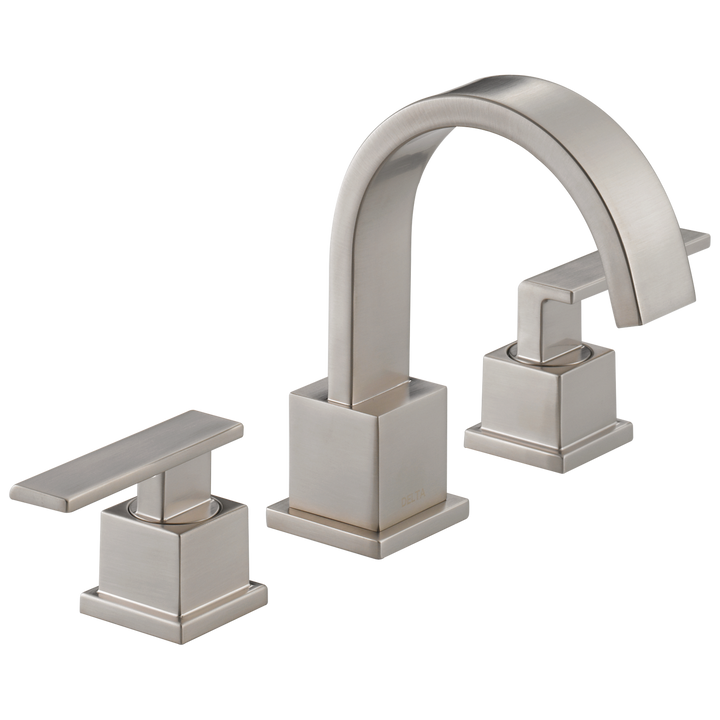 Delta Vero Stainless 2-Handle Widespread WaterSense Bathroom Sink Faucet with Drain