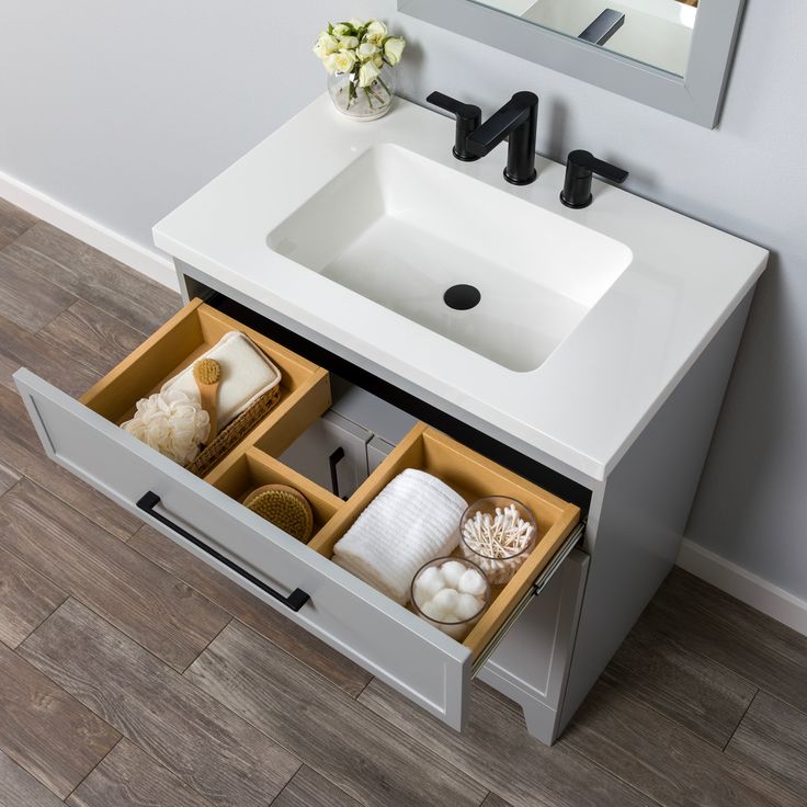 Style Selections Potter 30-in Gray Single Sink Bathroom Vanity with White Cultured Marble Top