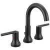Delta Trinsic Matte Black 2-Handle Widespread WaterSense Bathroom Sink Faucet with Drain