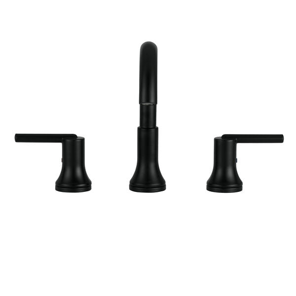 Delta Trinsic Matte Black 2-Handle Widespread WaterSense Bathroom Sink Faucet with Drain