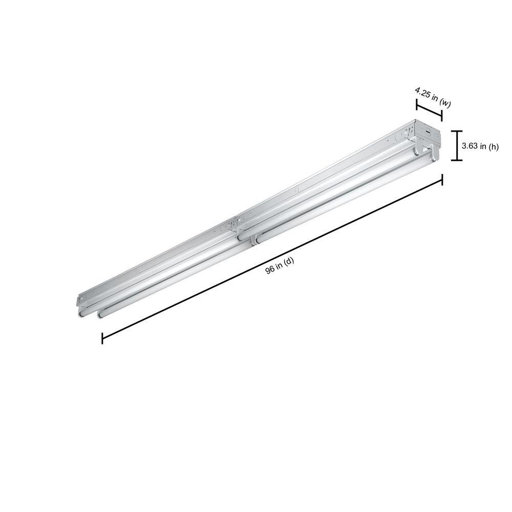 32-Watt 4-Light White 8 ft. Tandem Fluorescent Strip Light - Super Arbor